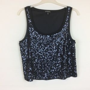 Express Women's Black Sequin Top
